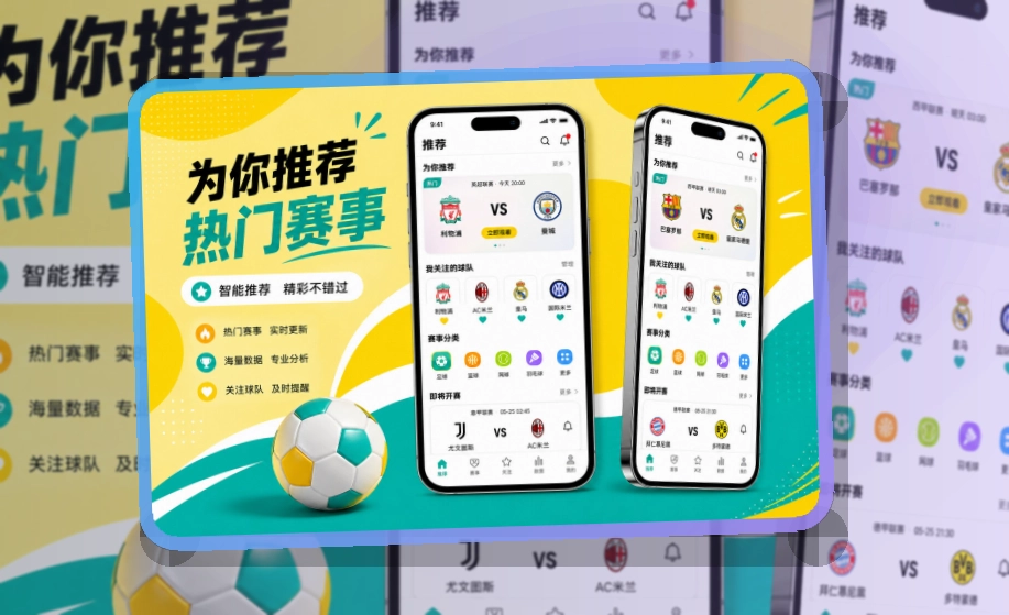 杂志式App介绍 · 移动端追赛入口 · 常看联赛快速进入界面展示